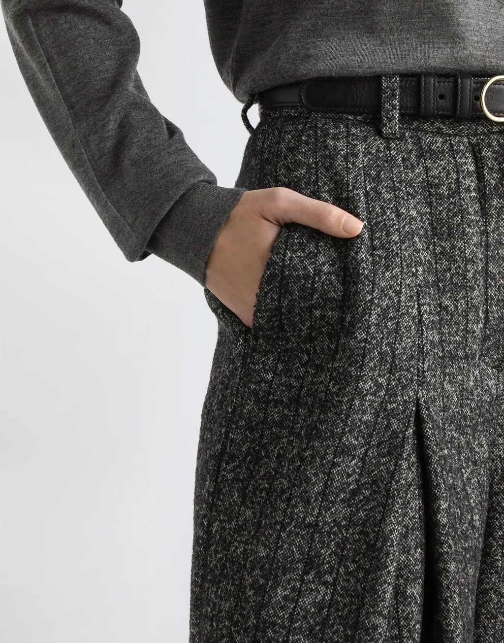 Pleated Tweed Trousers