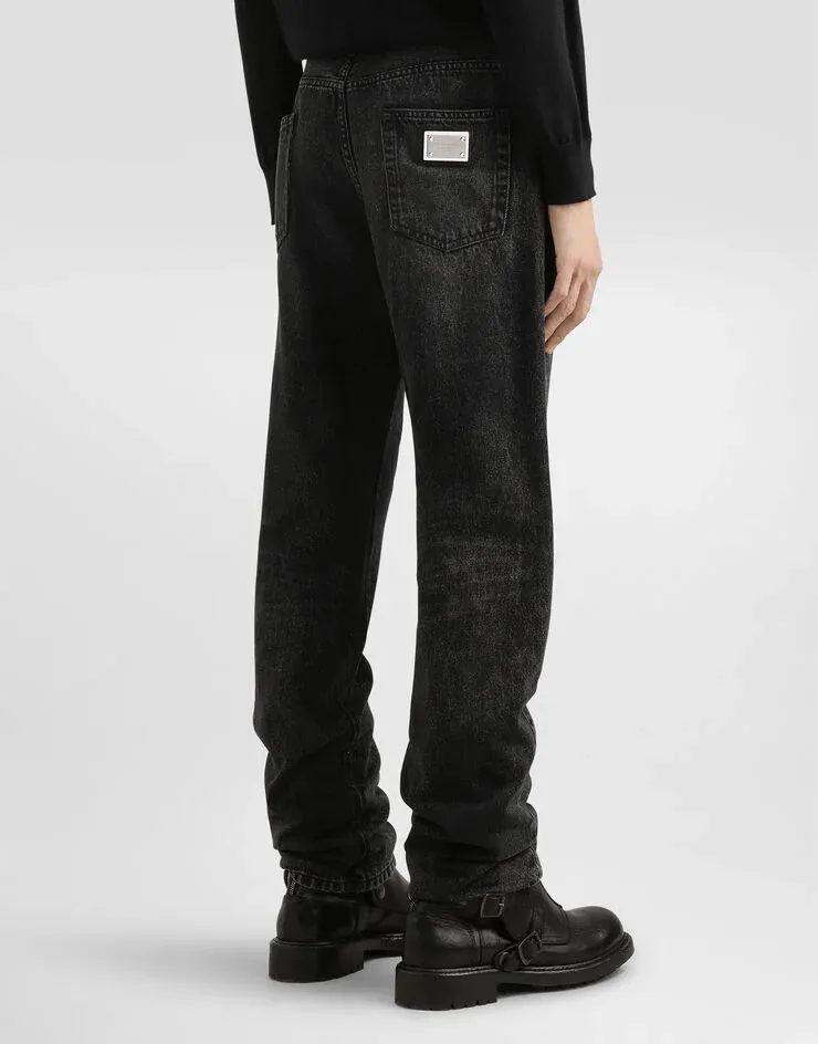Logo Plaque Cotton Jeans