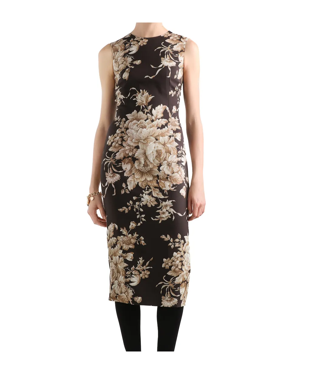 Floral-Print Sleeveless Midi Dress