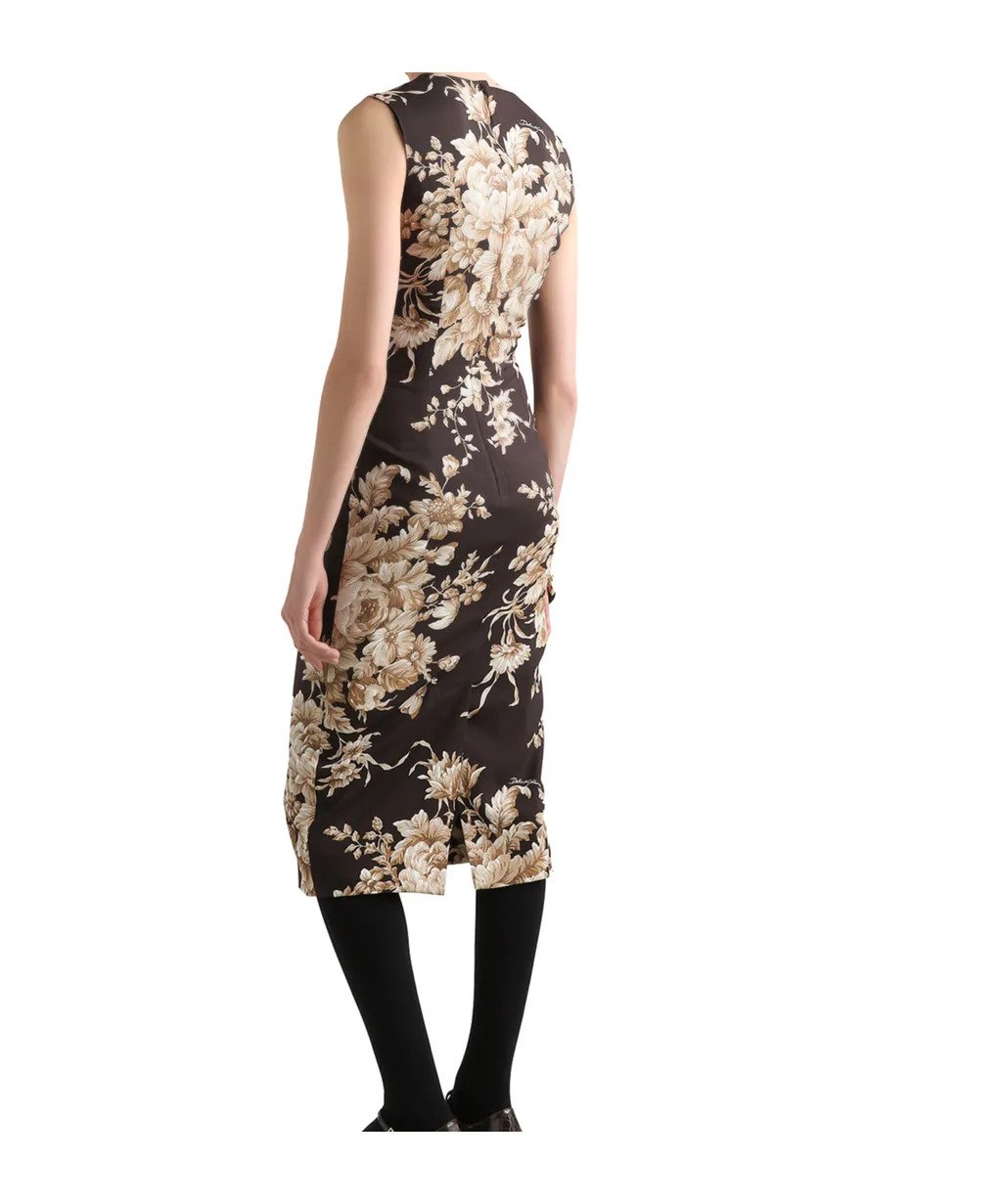 Floral-Print Sleeveless Midi Dress