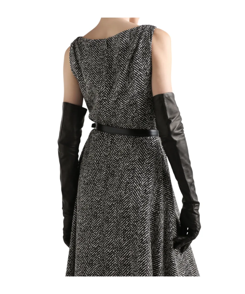 Herringbone Sleeveless Midi Dress