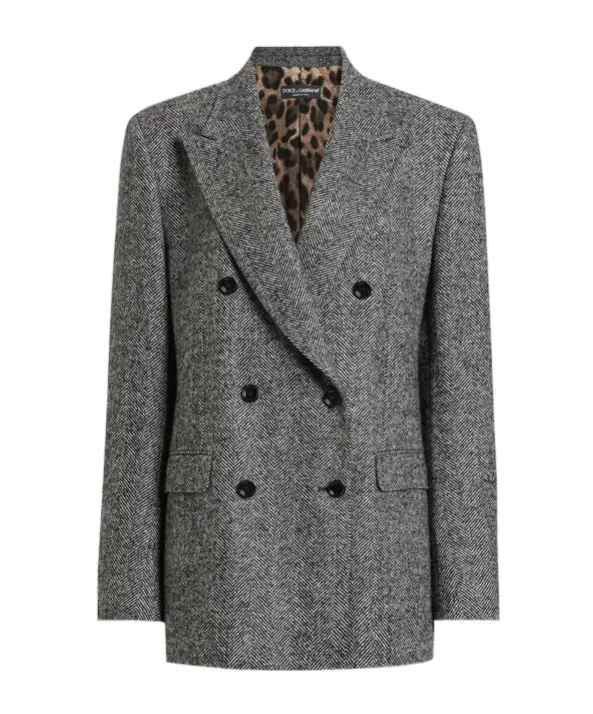 Herringbone Double-Breasted Jacket