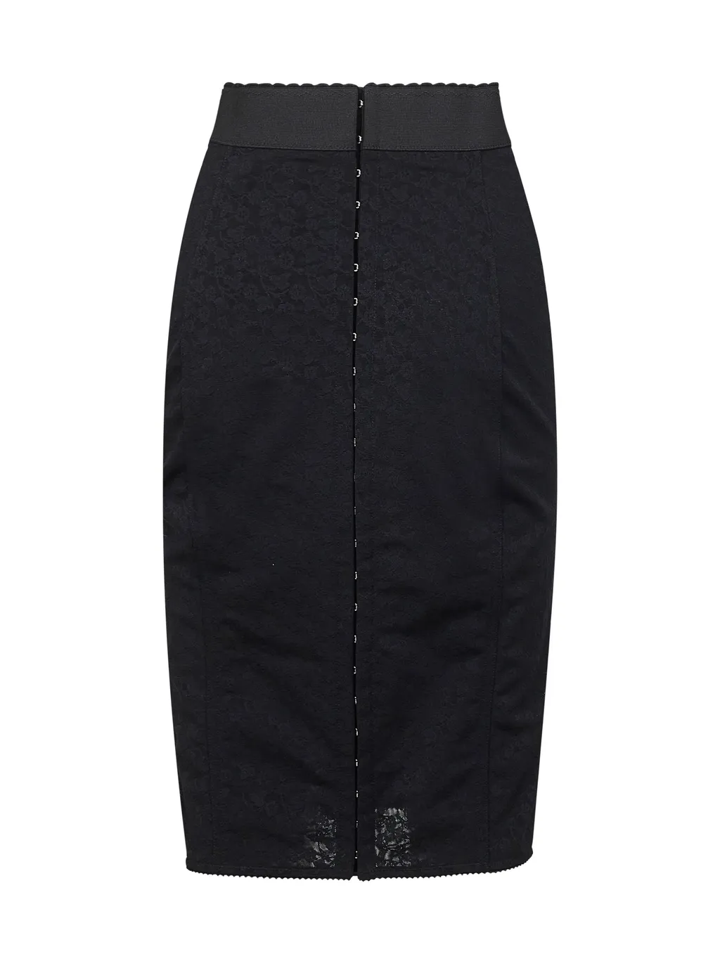 Lace-Insert Pencil Midi Skirt