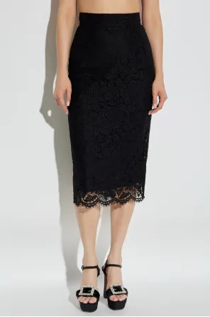 Lace Scalloped-Hem Midi Skirt