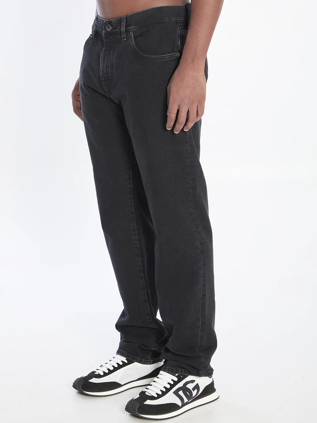 Logo Plaque Cotton Jeans