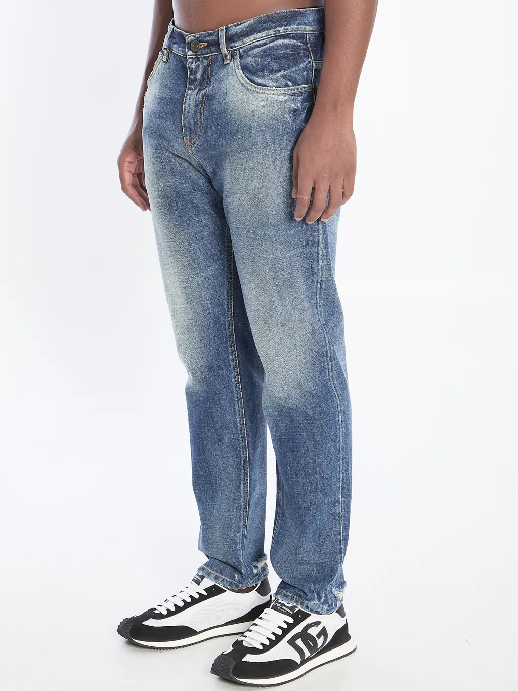 Faded-Effect Logo-Plaque Jeans