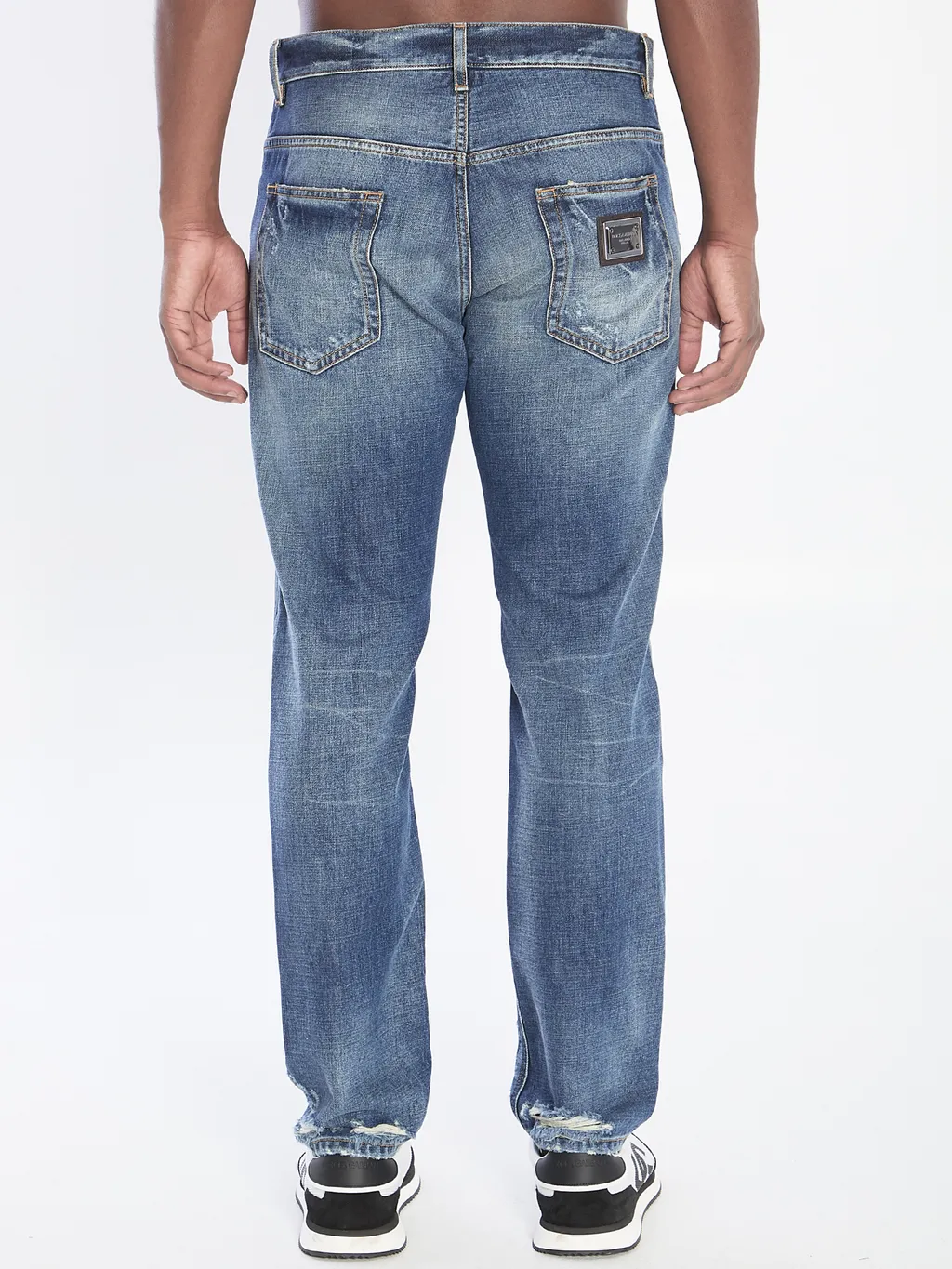 Faded-Effect Logo-Plaque Jeans