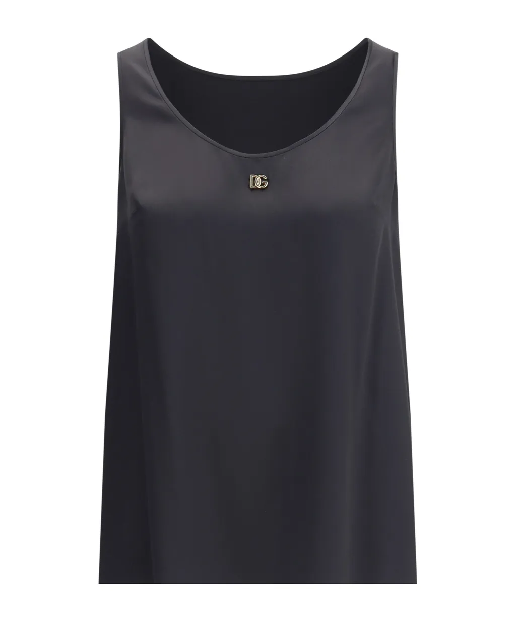 Logo Plaque Silk Top