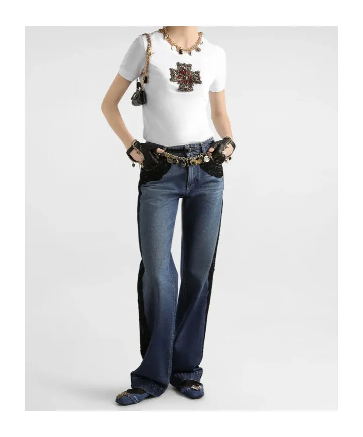 Cross Embellished Crewneck T-Shirt