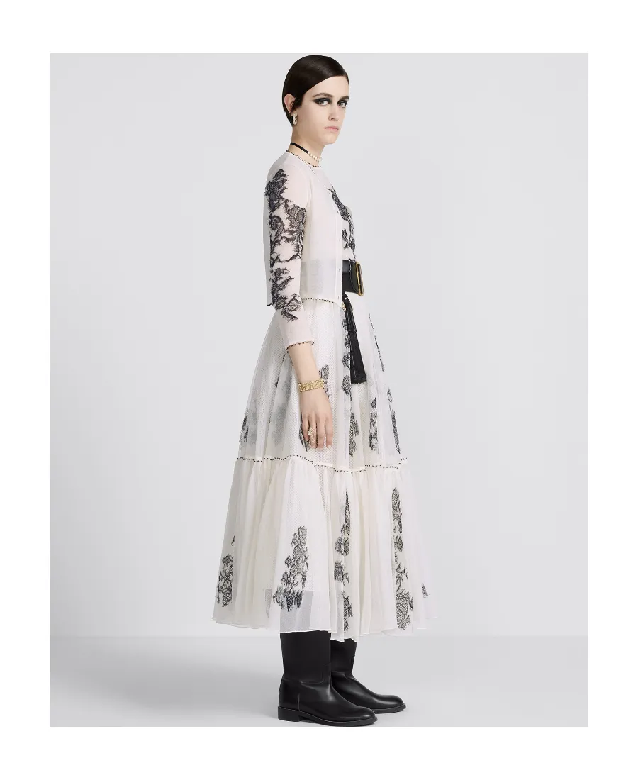 Flared Mesh Midi Skirt