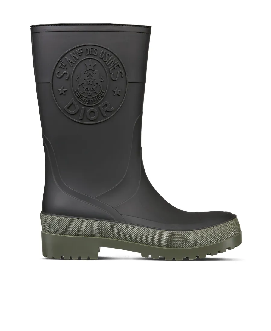 Logo Embossed Round Toe Rain Boots