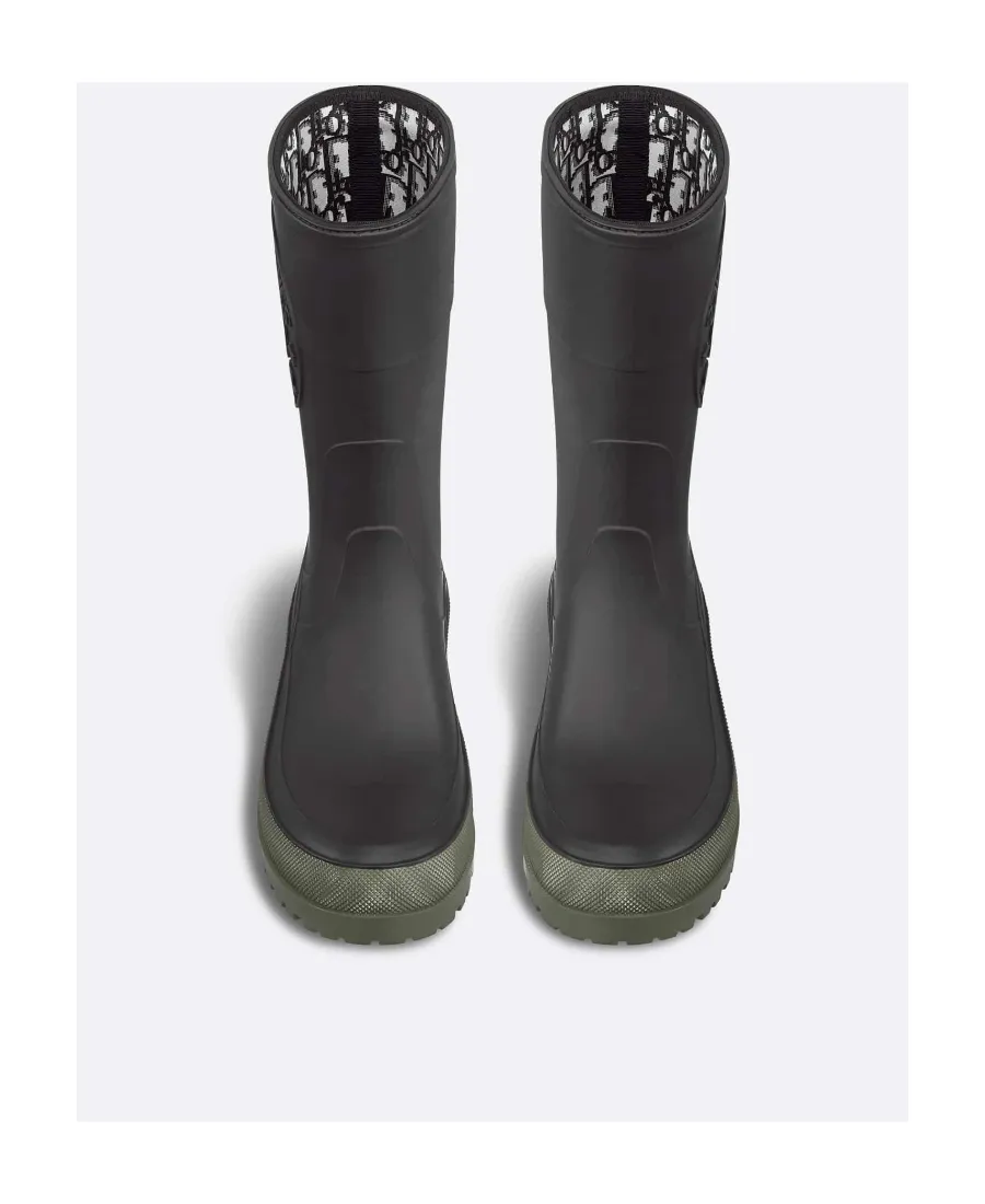 Logo Embossed Round Toe Rain Boots