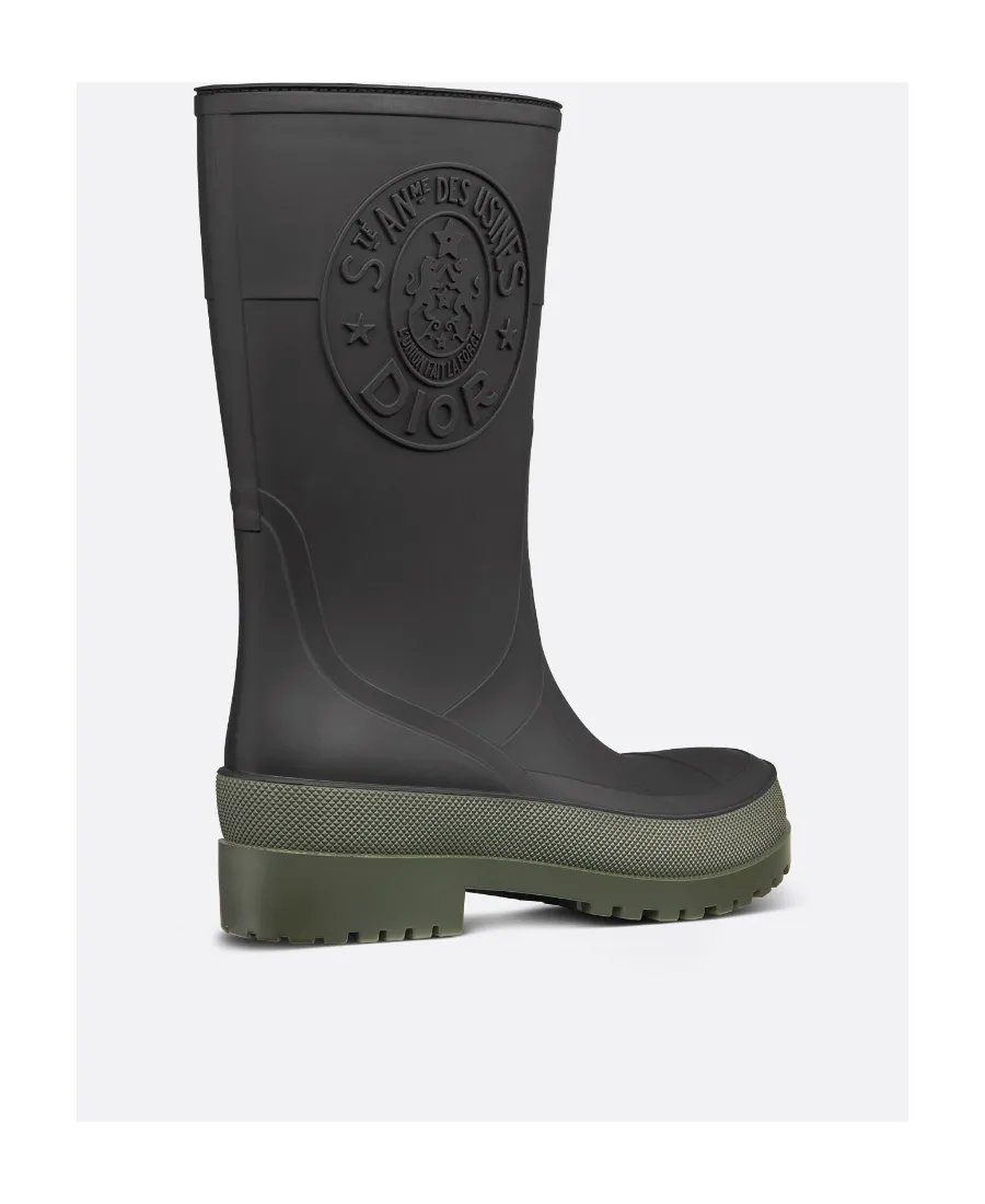 Logo Embossed Round Toe Rain Boots