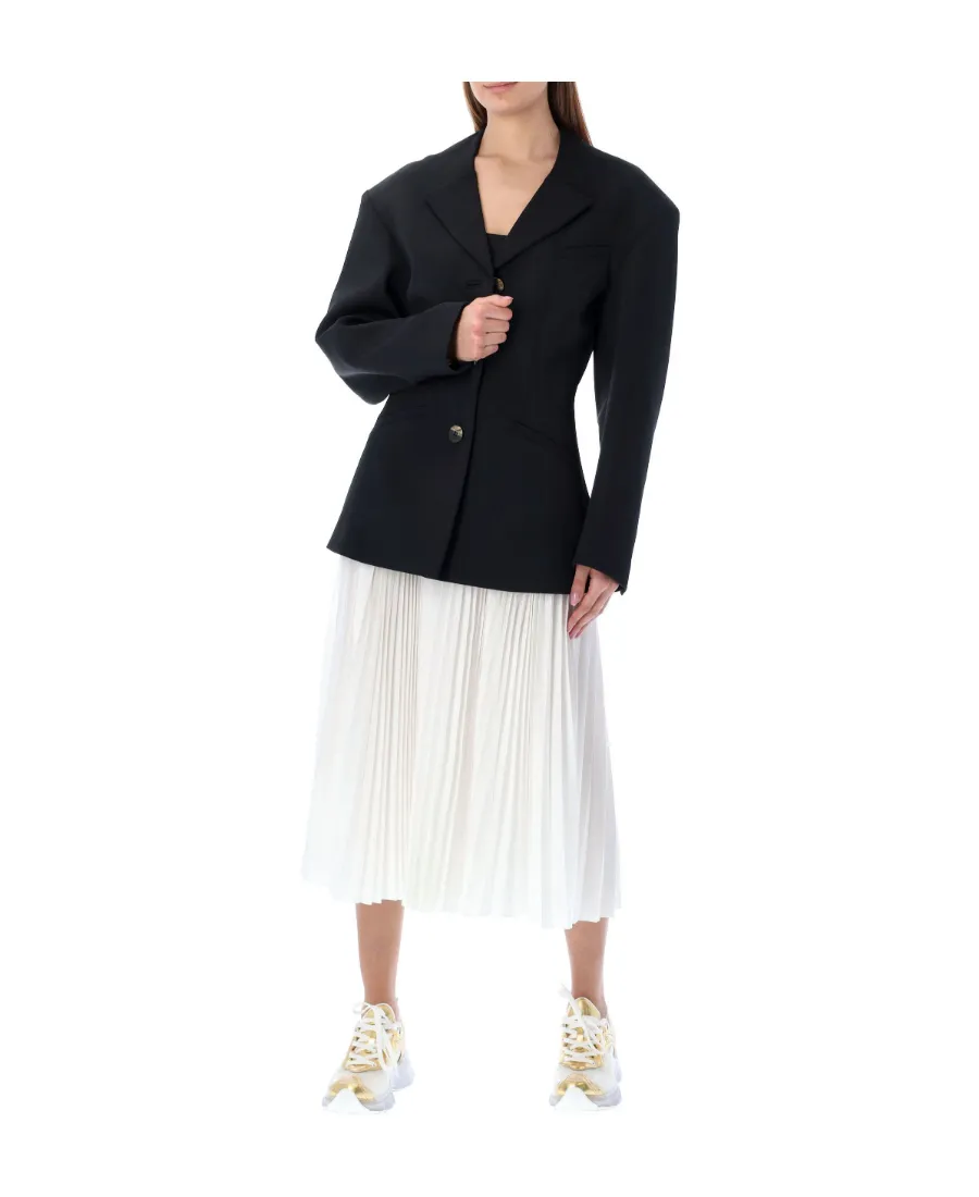 Pleated High Waist Midi Skirt