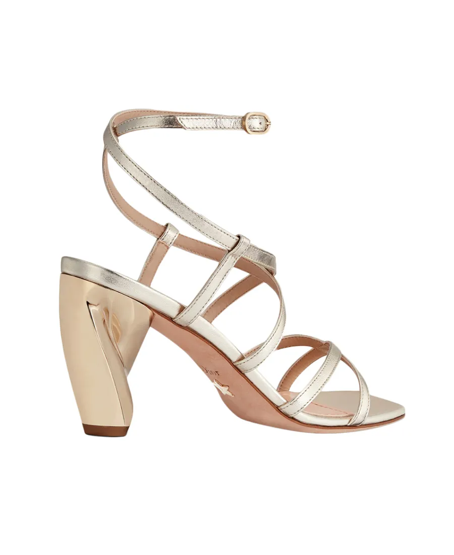 Laminated Leather High-Heeled Sandals