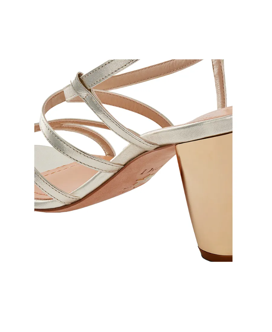 Laminated Leather High-Heeled Sandals
