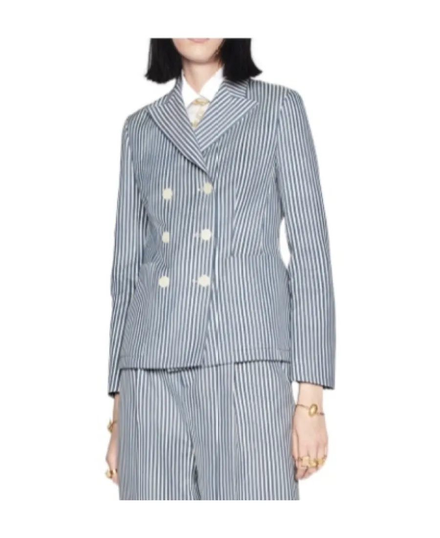 Striped Double-Breasted Jacket
