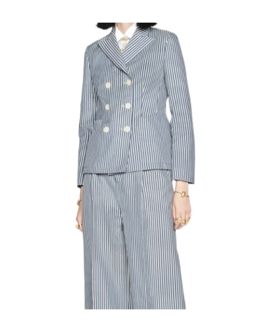 Striped Double-Breasted Jacket