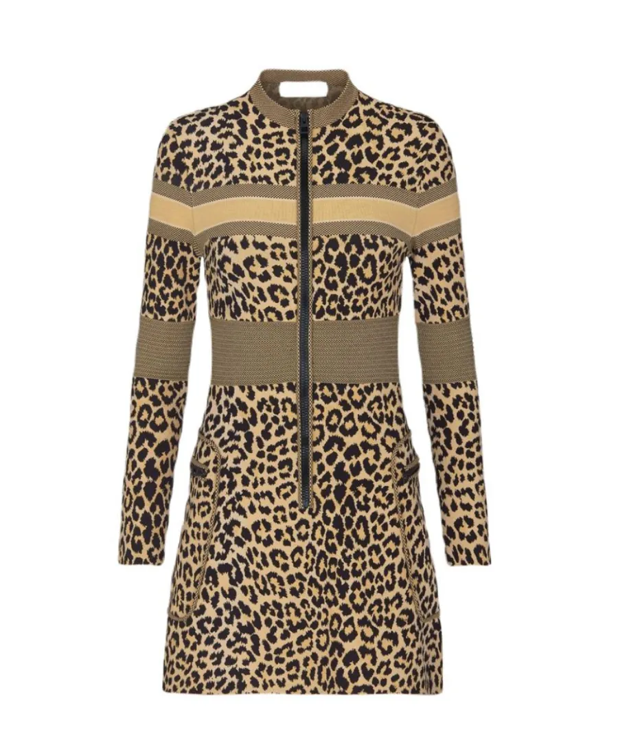 Leopard-Print Long-Sleeved Dress