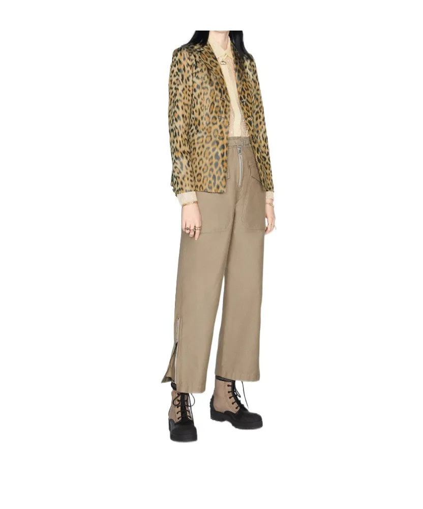 Silk Taffeta Leopard Print Blazer