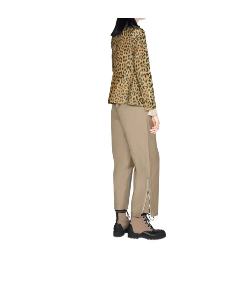 Silk Taffeta Leopard Print Blazer