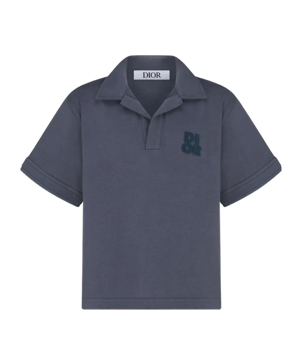 Baby Dior Logo Detailed Short-Sleeved Polo Shirt