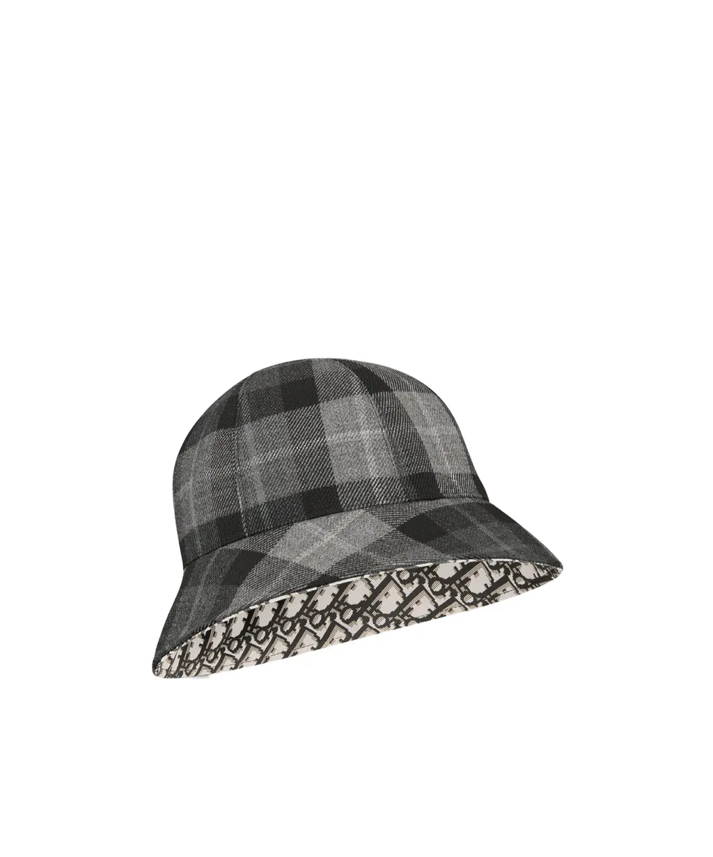 D-Tulipe Checkdior Large-Brim Reversible Cloche N