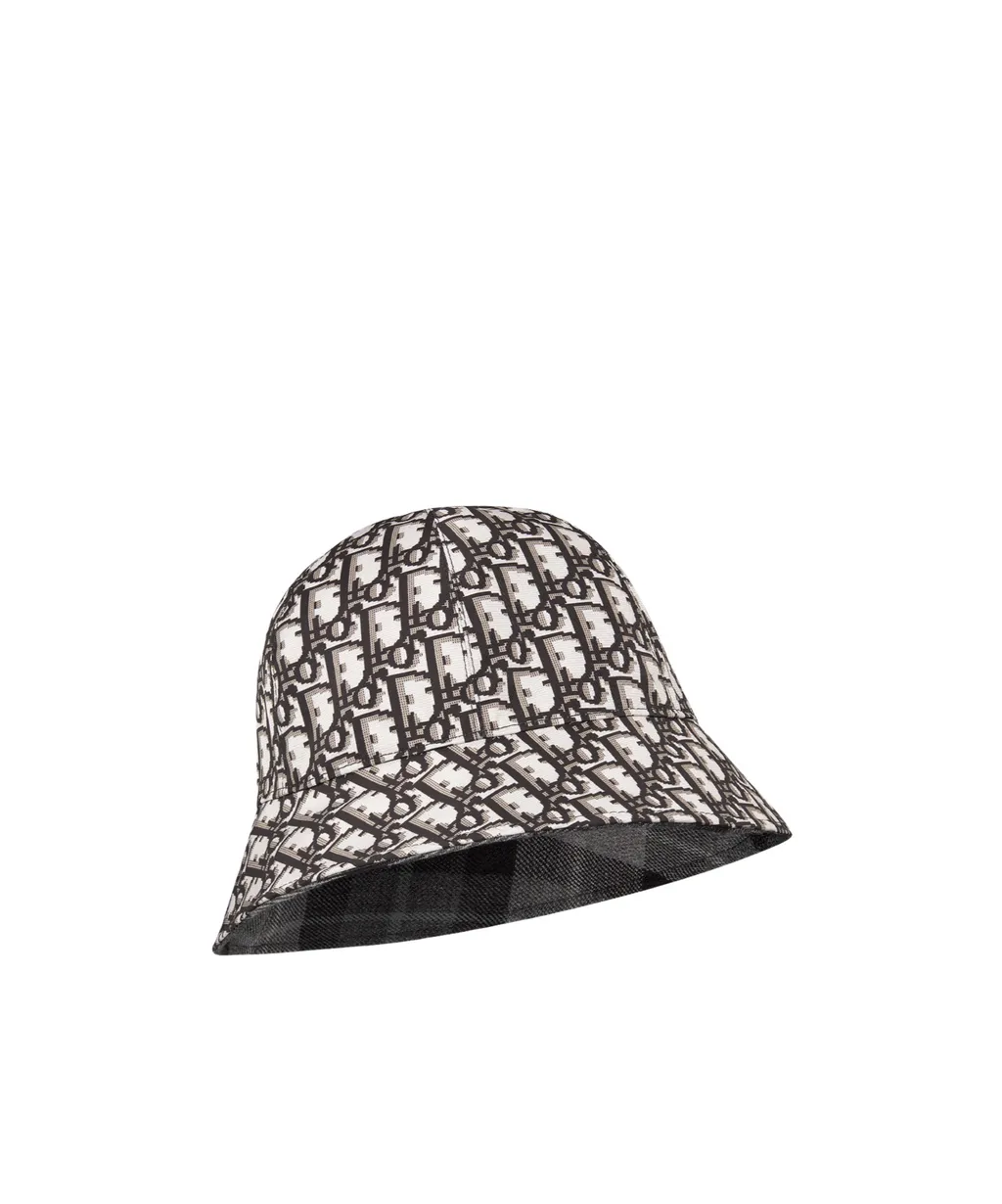 D-Tulipe Checkdior Large-Brim Reversible Cloche N