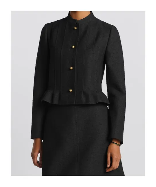 Button-Up Peplum Detailed Jacket