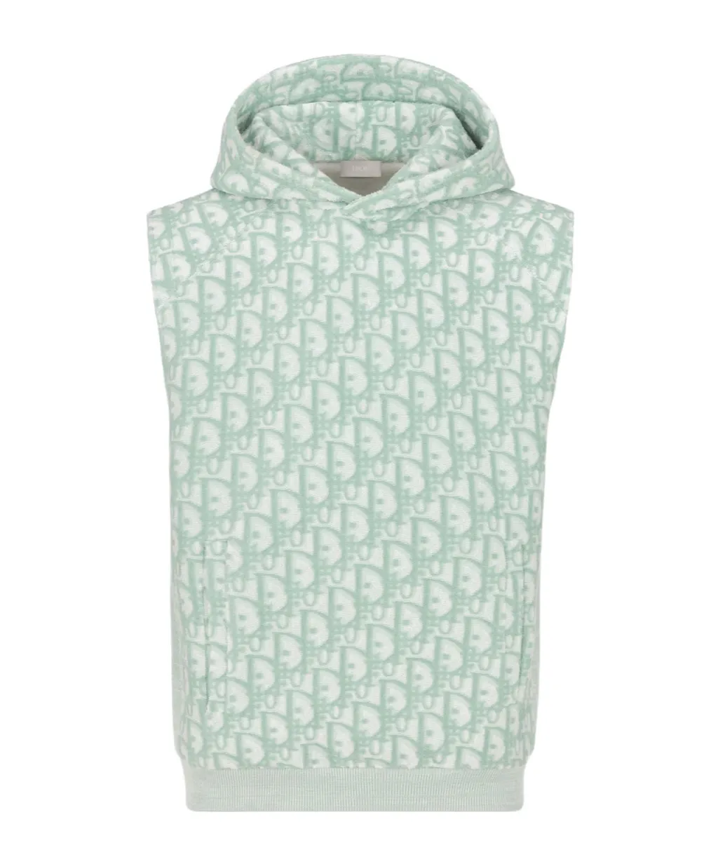 All-Over Logo Patterned Sleeveless Hoodie