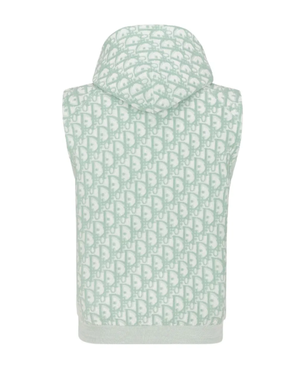 All-Over Logo Patterned Sleeveless Hoodie