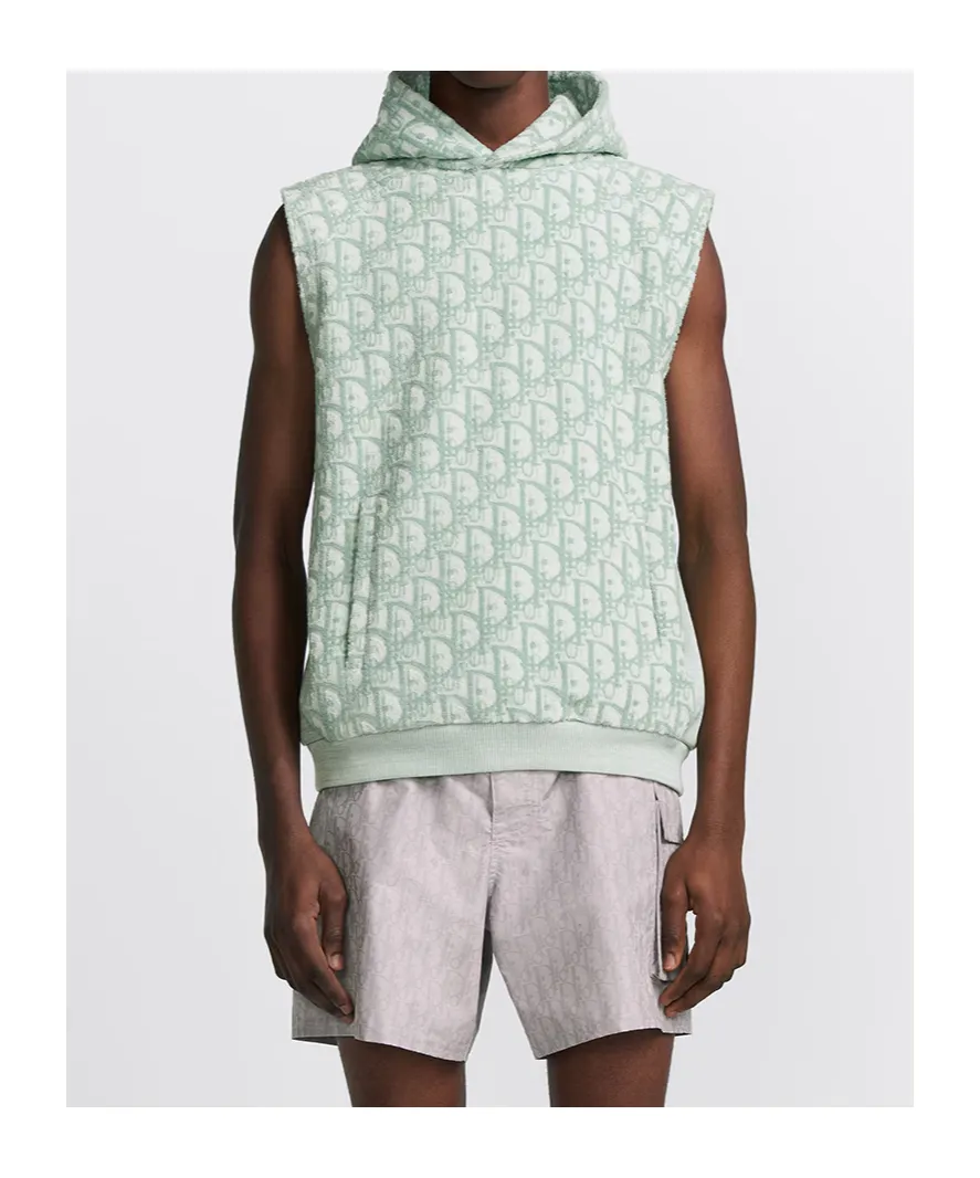 All-Over Logo Patterned Sleeveless Hoodie