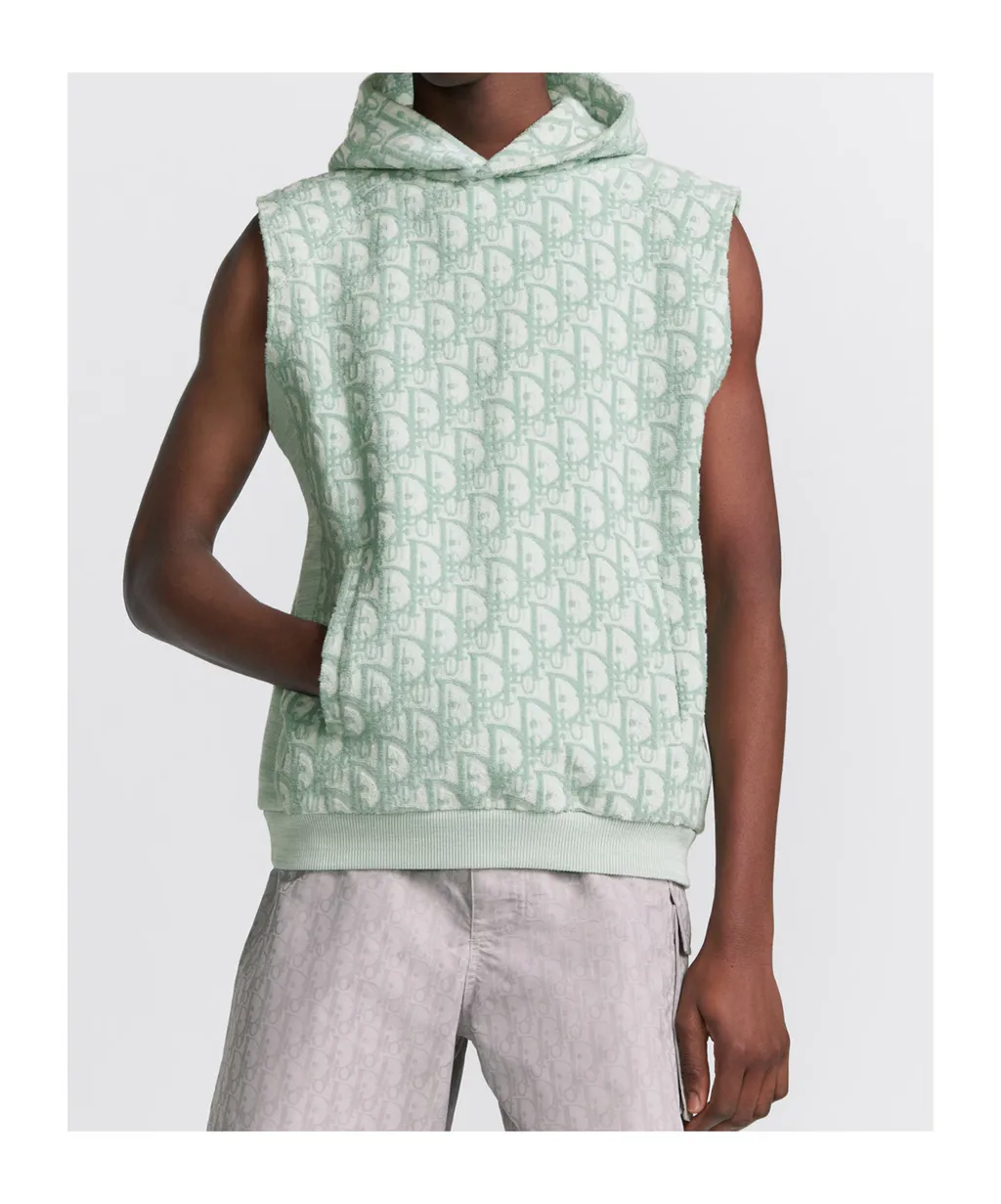 All-Over Logo Patterned Sleeveless Hoodie