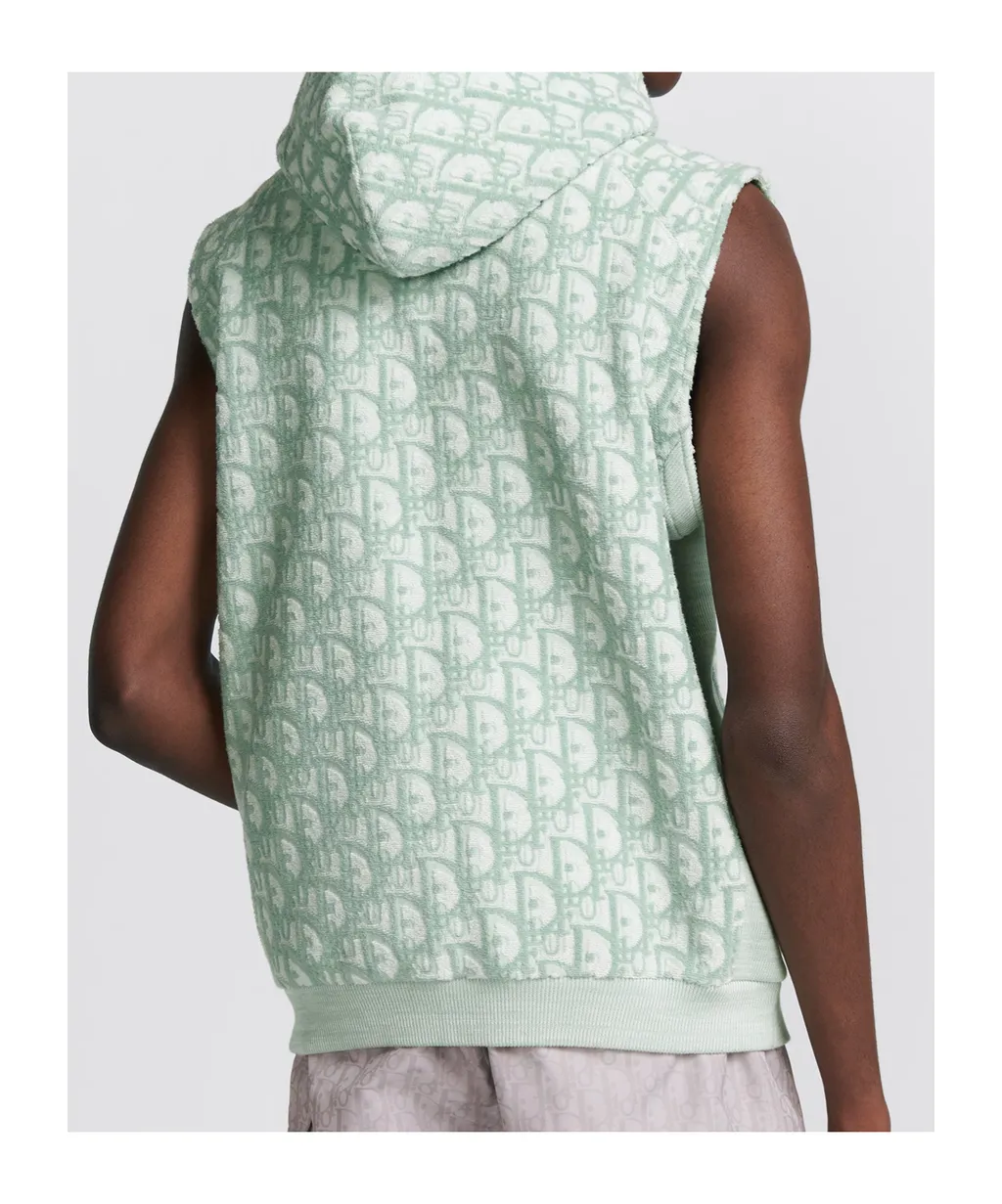 All-Over Logo Patterned Sleeveless Hoodie