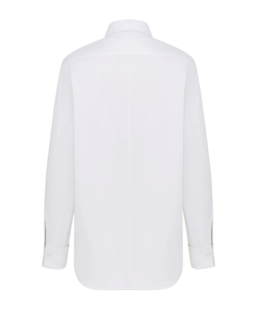 Logo Embroidered Button-Up Blouse