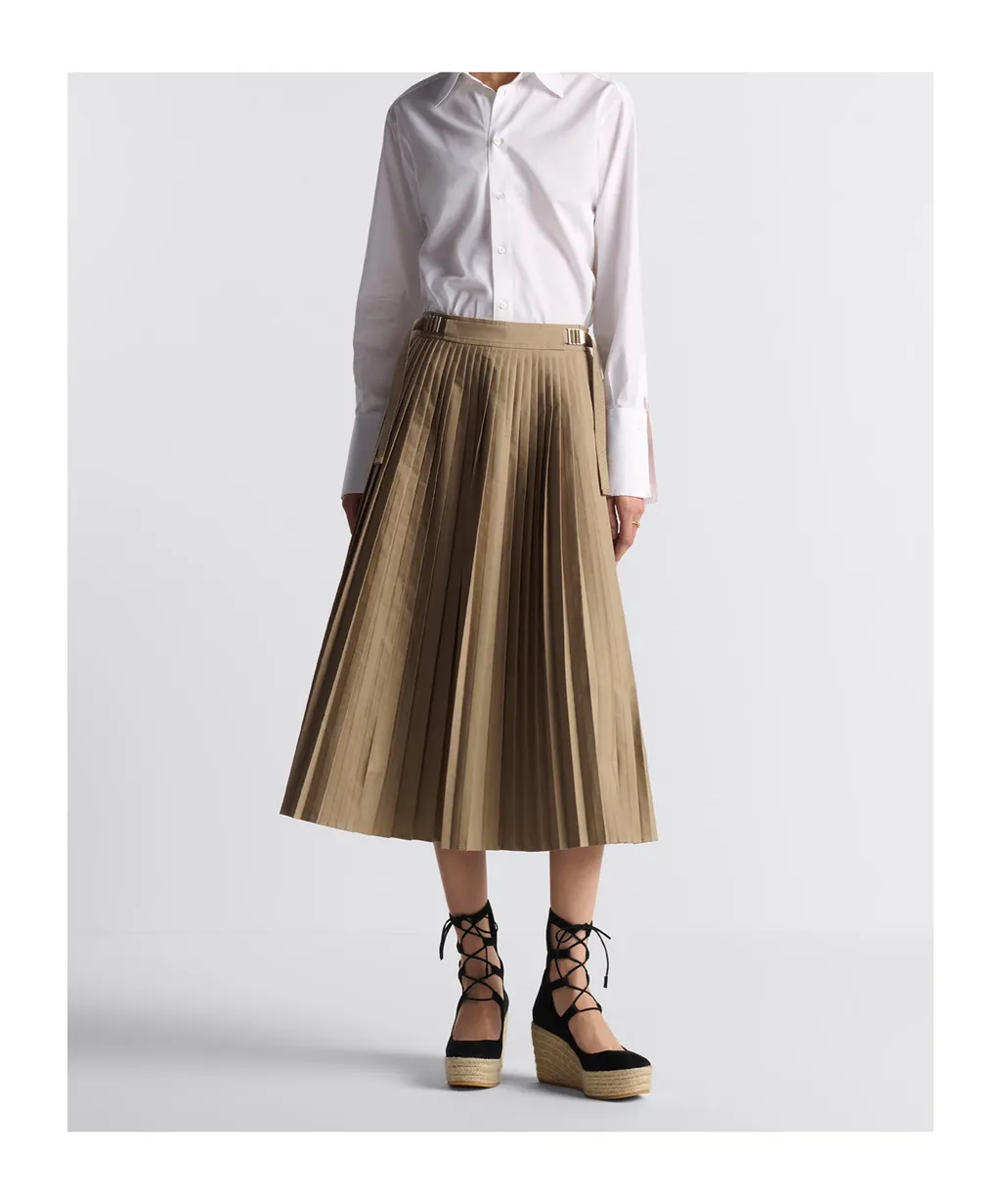 Pleated Mid-Length Skirt