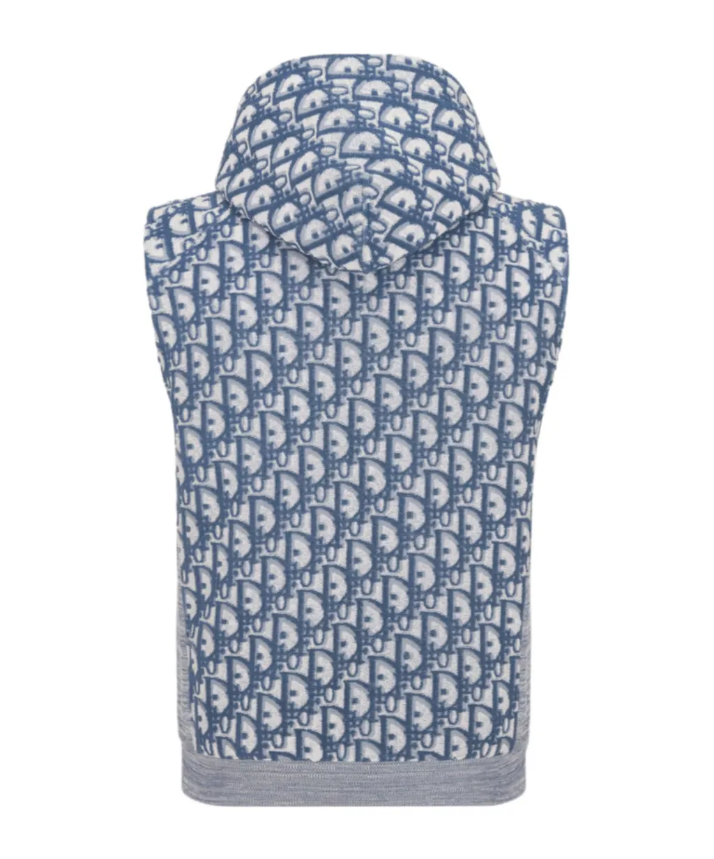 All-Over Logo Patterned Sleeveless Hoodie