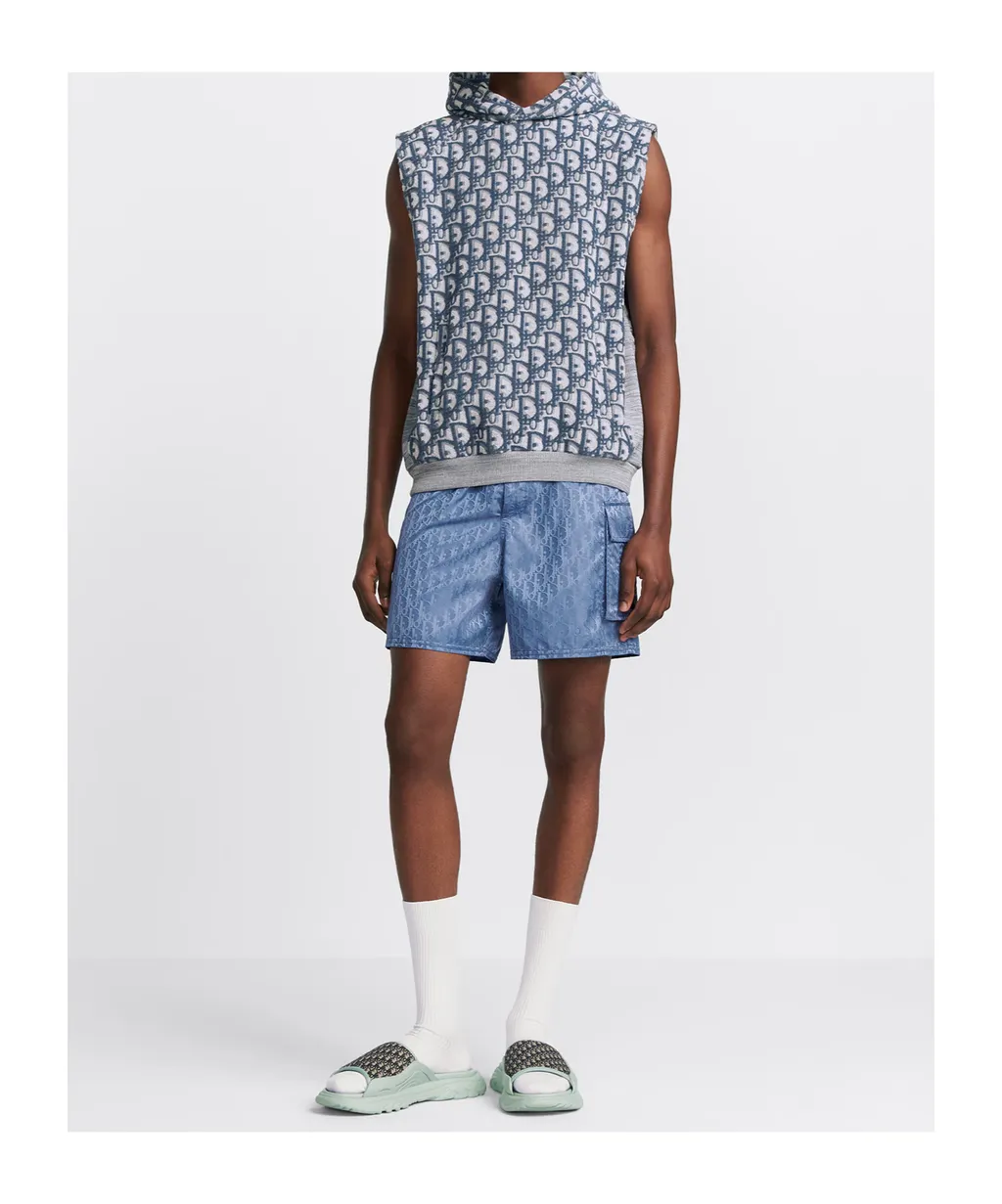 All-Over Logo Patterned Sleeveless Hoodie