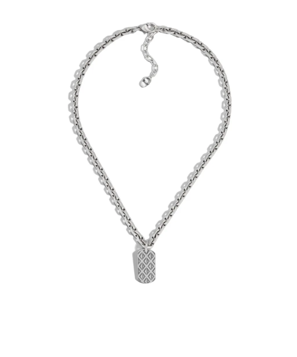 Cd Diamond Plate Pendant Necklace