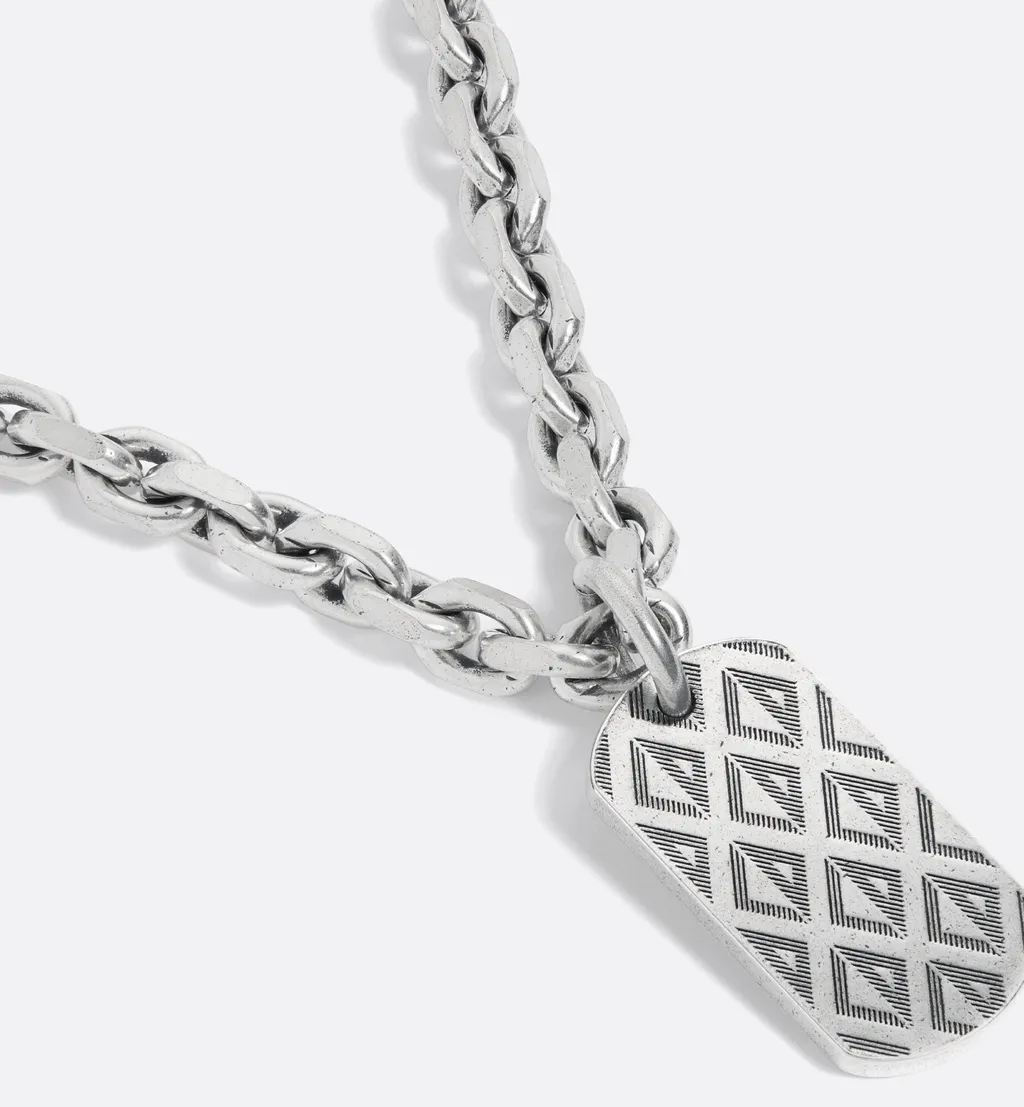 Cd Diamond Plate Pendant Necklace