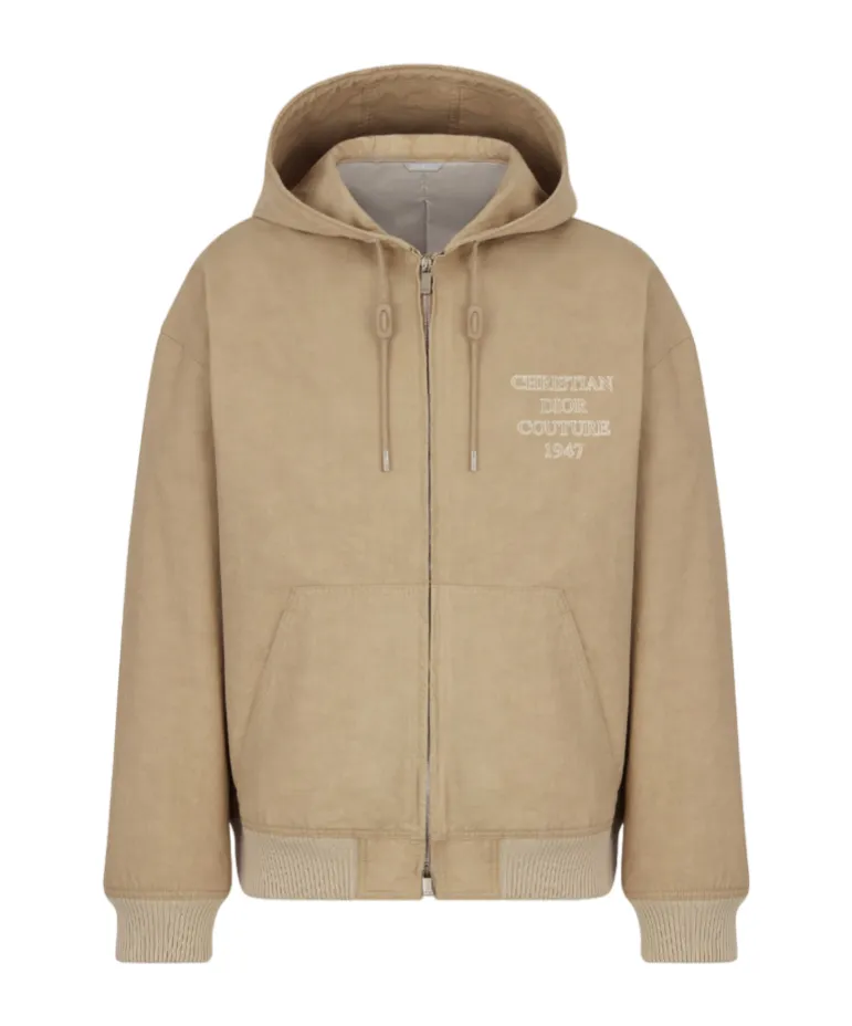 Logo Embroidered Zip-Up Hoodie