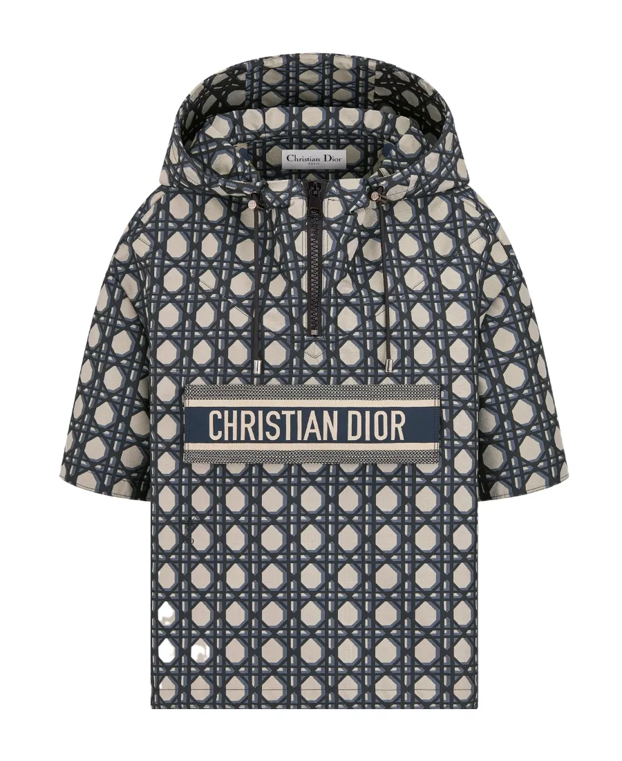 Macrocannage Short-Sleeved Hooded Short Anorak
