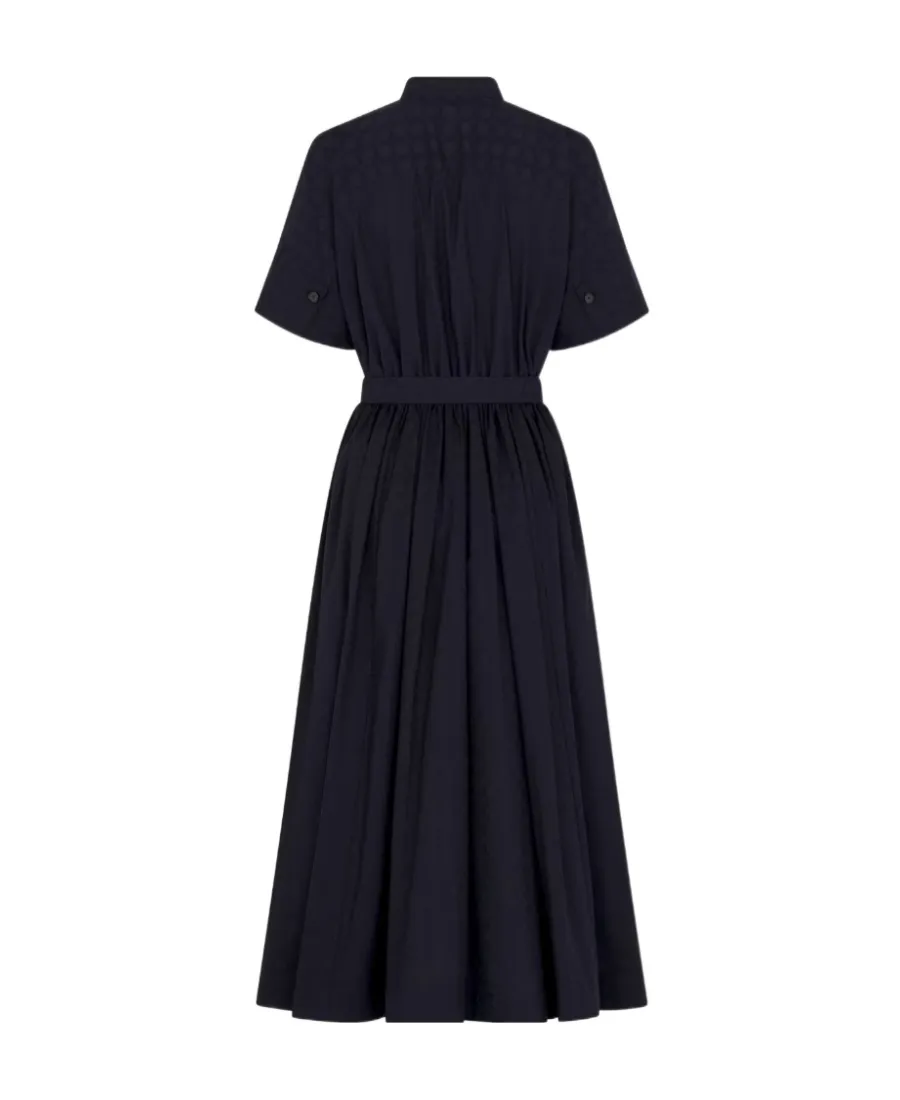 Mid-Length Belted Macrocannage Dress
