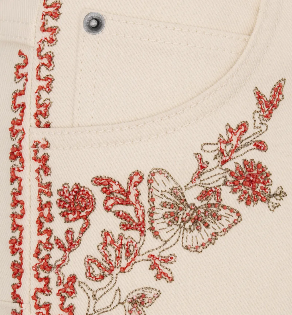 Embroidered Fitted Jeans