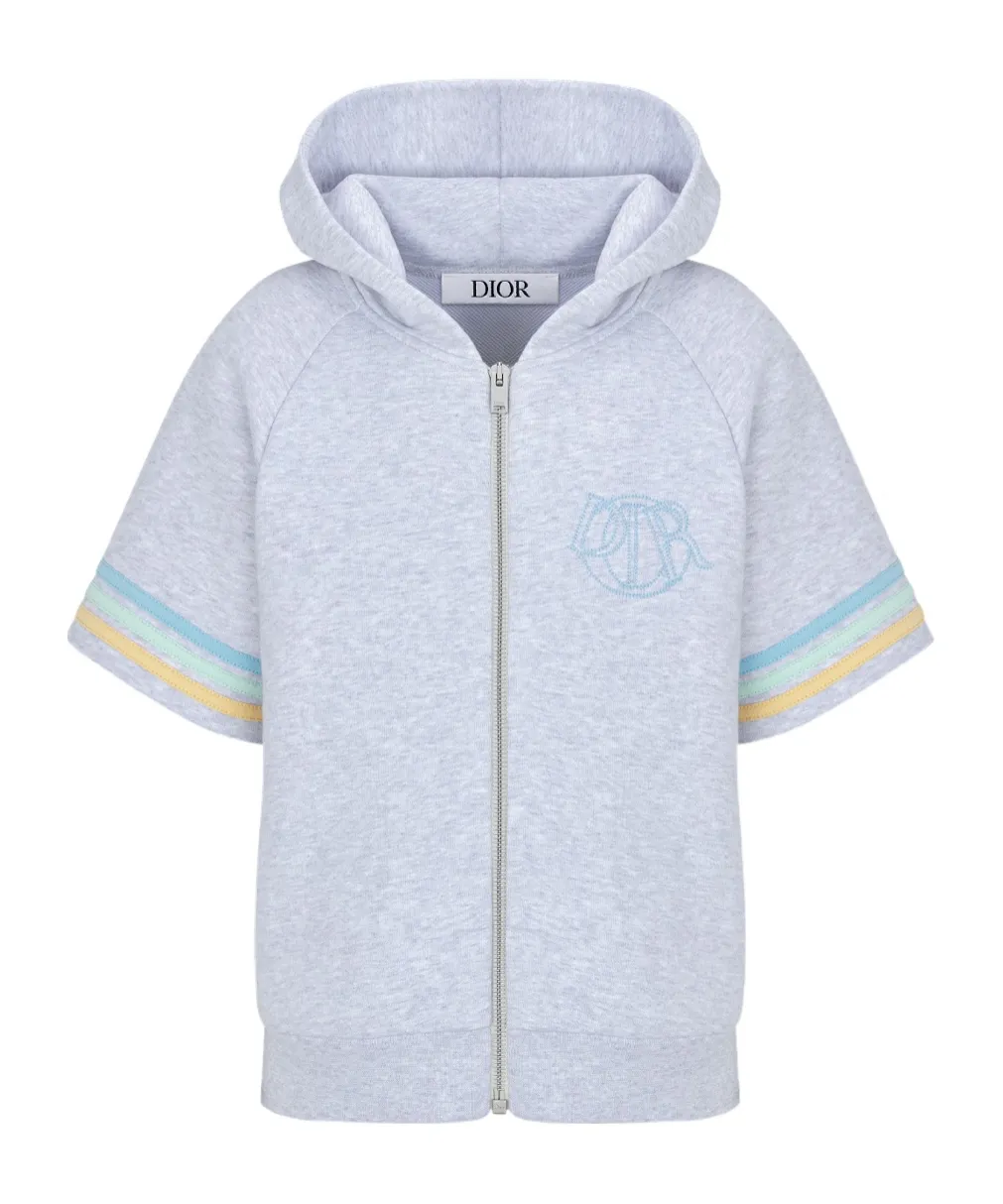 Short-Sleeved Hooded Zipped Sweatshirt