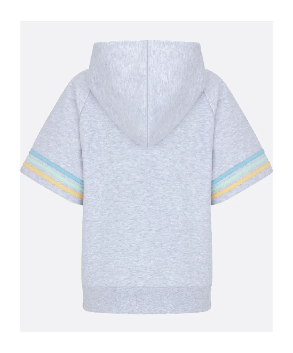 Short-Sleeved Hooded Zipped Sweatshirt