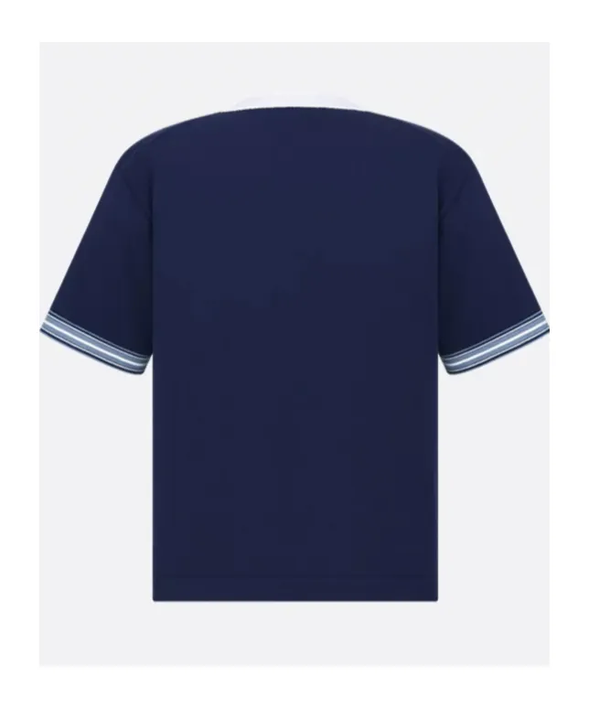 Stripe-Trim Crewneck T-Shirt