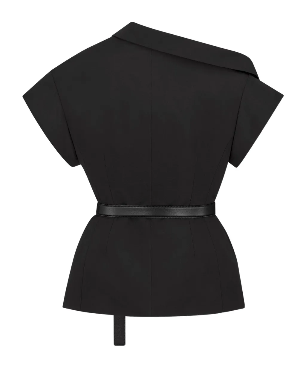Asymmetric Short-Sleeved Jacket With Belt