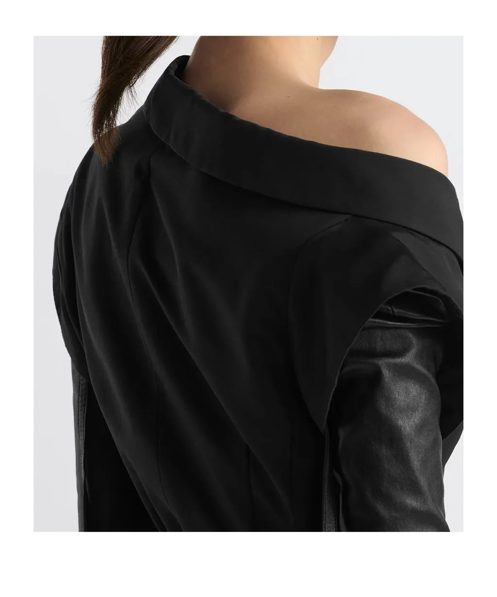 Asymmetric Short-Sleeved Jacket With Belt