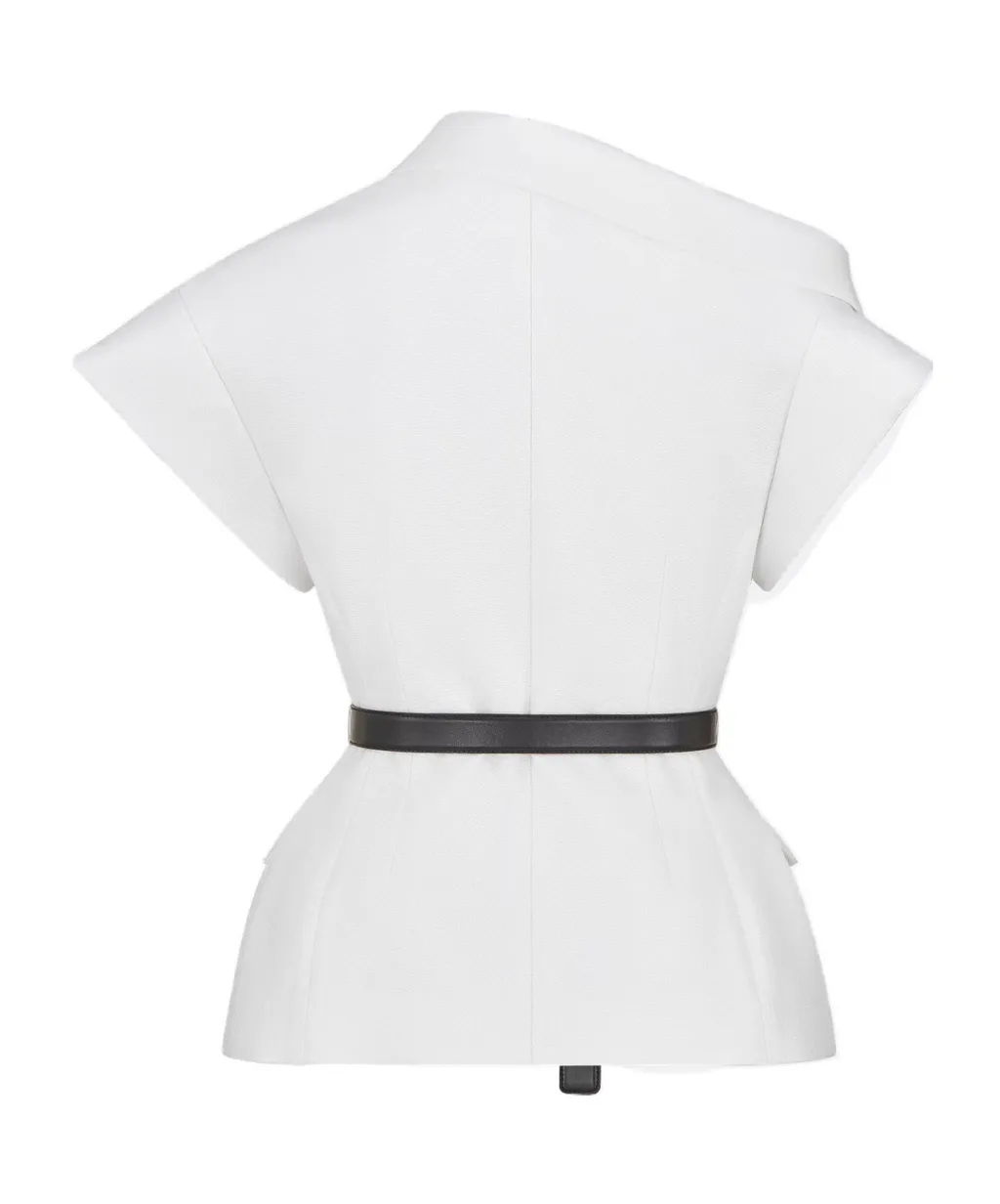 Asymmetric Short-Sleeved Belted Jacket